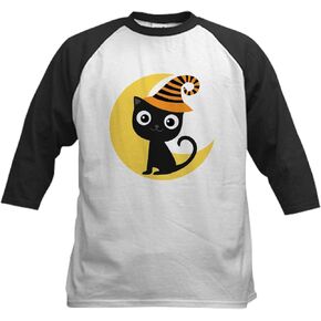CafePress Halloween Cat Spooky Kids Baseball T Shirt Kids Cotton Baseball Jersey, 3/4 Raglan Sleeve Shirt in Kuwait