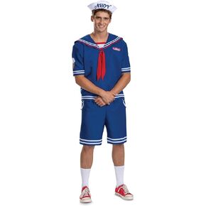 Disguise Mens Stranger Things Steve Scoops Ahoy Costume, Official Stranger Things Costume With Top and Hat in Saudi Arabia