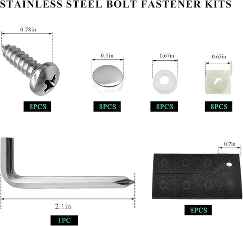 مسامير لوحة ترخيص مضادة للسرقة ، 1/4 "(M6) مسامير الفولاذ المقاوم للصدأ السحابات السيارة مجموعة أجهزة التثبيت ، غطاء مسامير أمان مقاومة للصدأ لحامل الإطار الخلفي الأمامي (أسود) in Kuwait