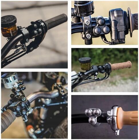 Universal 3 Buttons CNC Hand Control Momentary Switch Micro Switch, for 1 Inch 25mm Bars Handlebar Bobber Cafe Racer Chopper (Black) in Kuwait