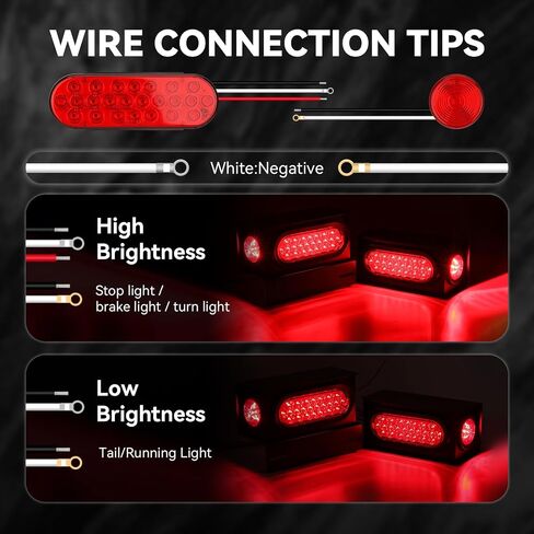 مربعات ضوء المقطورة ، وأضواء ذيل بيضاوية 6 بوصة (24 LED) و 2 بوصة تتخلى العلامة الجانبية (9 LED) ، مجموعة مصابيح مقطورة القوارب مع الفرامل ، ذيل ، ضوء الإشارة ، تشمل موصلات سلك Gromsets 2pcs in Kuwait