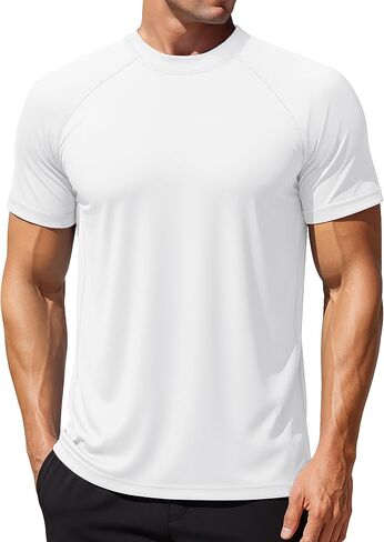 MAGCOMSEN Men's Rash Guard Swim Shirts UPF 50+ Sun Protection Quick Dry Fishing Water Shirts in Kuwait