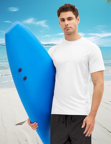 MAGCOMSEN Men's Rash Guard Swim Shirts UPF 50+ Sun Protection Quick Dry Fishing Water Shirts in Kuwait