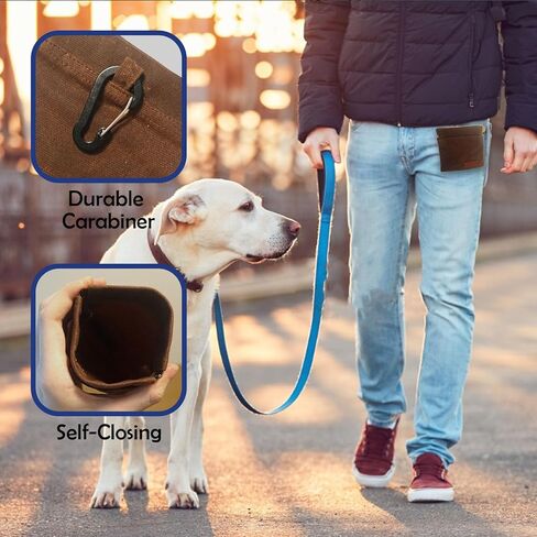 أكياس علاج الكلاب لتدريب الحيوانات الأليفة، حقيبة علاج الكلاب بإغلاق مغناطيسي، حقيبة علاج تدريب الجراء، مع أداة نقر وصفارة لتدريب الحيوانات الأليفة 2 في 1 (بني، عبوة واحدة) in Kuwait