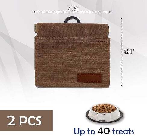 أكياس علاج الكلاب لتدريب الحيوانات الأليفة، حقيبة علاج الكلاب بإغلاق مغناطيسي، حقيبة علاج تدريب الجراء، مع أداة نقر وصفارة لتدريب الحيوانات الأليفة 2 في 1 (بني، عبوة واحدة) in Kuwait