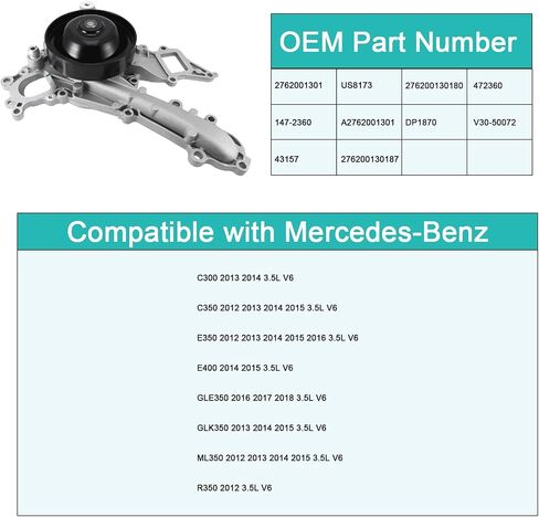 2782001201 147-3090 مضخة مياه لـ Mercedes-Benz CL550 CLS550 E550 GL450 GL550 GLS550 ML550 S550 SL550 CL63 CLS63 E63 G63 GLE63 GLS63 ML63 S63 SL63 in Saudi Arabia