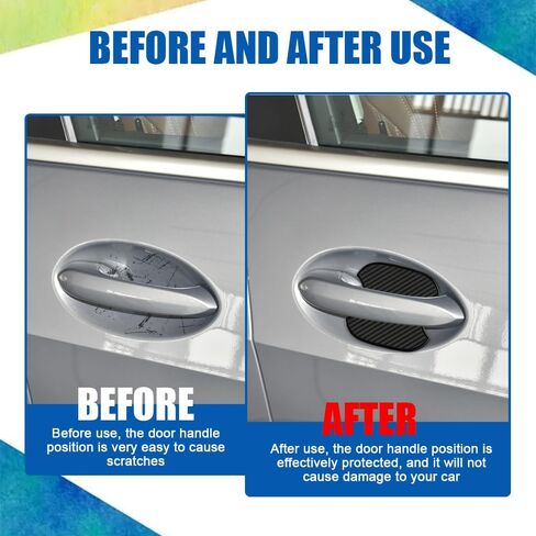 4pcs مقبض باب السيارة واقيات خدش ، ملصق مقبض باب السيارة ، TPU ألياف الكربون وعاء ثلاثي الأبعاد لا تشوبه شائبة ، إكسسوارات السيارة مقبض الباب العالمي لفيلم وقائي للسيارات (كبيرة) in Saudi Arabia