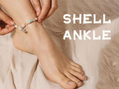 Starfish Shell Anklet for Women Adjustable Conch Anklet Turquoise Ankle Bracelets for Women Beach Pearl Foot Charm Chain Boho Jewerly for Summer Beach Party in Saudi Arabia