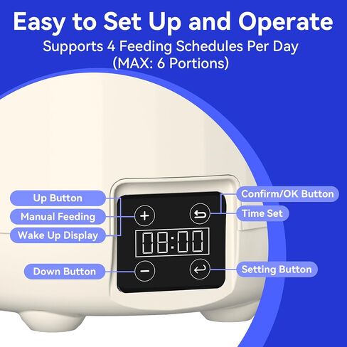 Smart Automatic Cat Feeders, Dual Power Supply Cat Food Distributor, WiFi Pet Feeder with APP Control for Remote Feeding, Moisture-proof Freshness Design, 3L Automatic Cat Feeder, Blue in Saudi Arabia