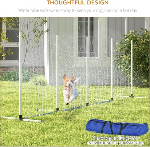 PawHut 3 Piece Dog Agility Training Equipment Set, Dog Agility Set with Adjustable Height Hurdles, Spray Water Tube, Whistle, Carry Bag, White in Saudi Arabia