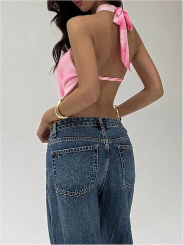 SOLY HUX Women's Backless Halter Crop Top Cowl Neck Tie Back Sexy Going Out Tops Vacation Outfits in Saudi Arabia