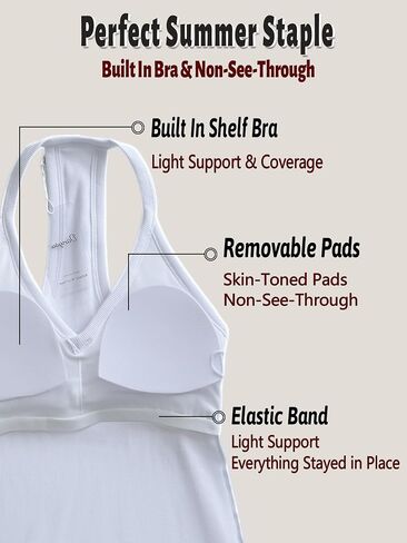 Danysu V Neck Cotton Tank Tops with Built-in Shelf Bra Sleeveless Racerback Fitted Basic Cami Shirts in Saudi Arabia