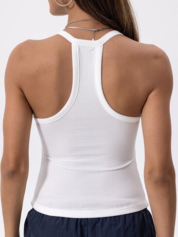 Danysu V Neck Cotton Tank Tops with Built-in Shelf Bra Sleeveless Racerback Fitted Basic Cami Shirts in Saudi Arabia