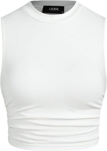 CIDER Crop Tops for Women Mimi Cuttrell Basic Sleeveless Ruched Going Out Summer Casual Ribbed Tank Top in Saudi Arabia