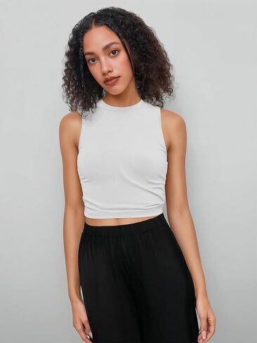 CIDER Crop Tops for Women Mimi Cuttrell Basic Sleeveless Ruched Going Out Summer Casual Ribbed Tank Top in Saudi Arabia