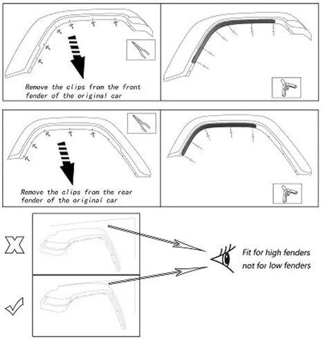 Front & Rear Fender Fenders Flares Extension For 2007-2025 Jeep Wrangler Mud Gurad Protector, Installed on the Original Fender Flares (Wrangler JL High Fender 2018-2025) in Kuwait