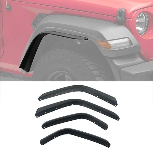 Front & Rear Fender Fenders Flares Extension For 2007-2025 Jeep Wrangler Mud Gurad Protector, Installed on the Original Fender Flares (Wrangler JL High Fender 2018-2025) in Kuwait