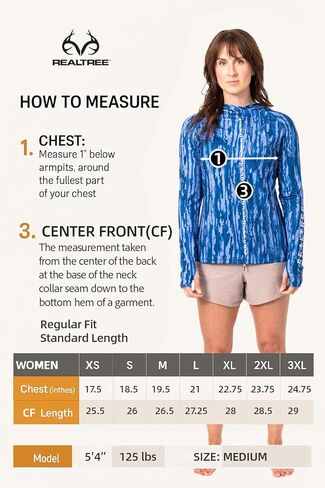 Realtree Women's Women Fishing UV Protection قمصان راجلان - رطوبة ، حماية من أشعة الشمس لصيد الأسماك والجري والمشي لمسافات طويلة البط البري in Kuwait