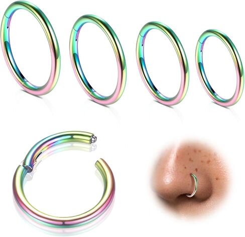 5/12 Pcs Nose Rings Hoop Set: 14G 16G 18G 20G Surgical Steel Body Piercing Jewelry 6mm-12mm Hypoallergenic Piercing Hoops Cartilage Earrings in Saudi Arabia