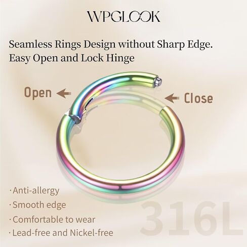 5/12 Pcs Nose Rings Hoop Set: 14G 16G 18G 20G Surgical Steel Body Piercing Jewelry 6mm-12mm Hypoallergenic Piercing Hoops Cartilage Earrings in Saudi Arabia