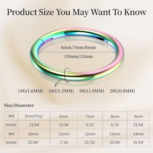 5/12 Pcs Nose Rings Hoop Set: 14G 16G 18G 20G Surgical Steel Body Piercing Jewelry 6mm-12mm Hypoallergenic Piercing Hoops Cartilage Earrings in Saudi Arabia