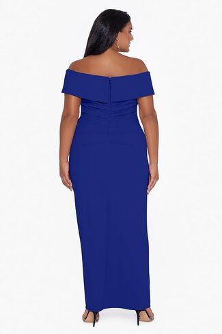 Xscape Women's Plus Size Long of the Counder Scuba Crepe Slit Dress in Saudi Arabia