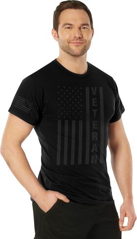 تي شيرت Rothco Veteran Flag - تي شيرت زيتوني باهت مع العلم الأمريكي ونص المحاربين القدامى - أظهر دعمك للقوات الأمريكية in Saudi Arabia