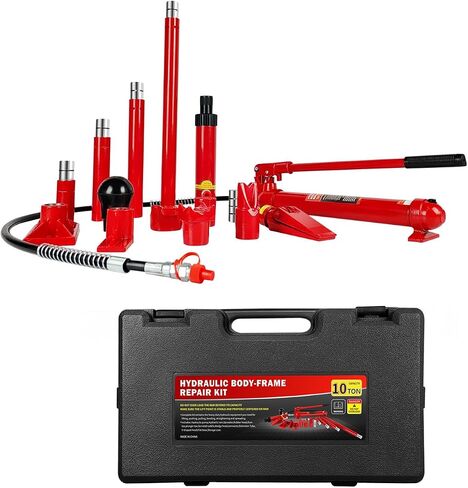 10 Ton Porta Power Hydraulic Jack Kit - 20,000 LBS Capacity Heavy Duty Hydraulic Ram Set with 17-Piece Accessories & Carrying Case, for Auto Truck Tractor Equipment Repair, Max Lift 5.1 Inch in Kuwait
