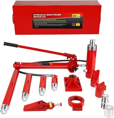 10 Ton Porta Power Hydraulic Jack Kit - 20,000 LBS Capacity Heavy Duty Hydraulic Ram Set with 17-Piece Accessories & Carrying Case, for Auto Truck Tractor Equipment Repair, Max Lift 5.1 Inch in Kuwait
