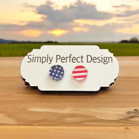 Simply Perfect Design - Patriotic American Flag Stud Earrings for Women, Hypoallergenic and Cute - Acrylic USA Jewelry, Perfect Fashion Accessories & Gifts - July 4th - Independence Day Stars in Saudi Arabia