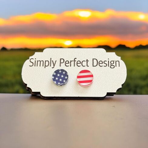 Simply Perfect Design - Patriotic American Flag Stud Earrings for Women, Hypoallergenic and Cute - Acrylic USA Jewelry, Perfect Fashion Accessories & Gifts - July 4th - Independence Day Stars in Saudi Arabia