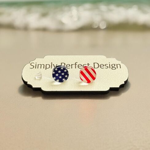 Simply Perfect Design - Patriotic American Flag Stud Earrings for Women, Hypoallergenic and Cute - Acrylic USA Jewelry, Perfect Fashion Accessories & Gifts - July 4th - Independence Day Stars in Saudi Arabia