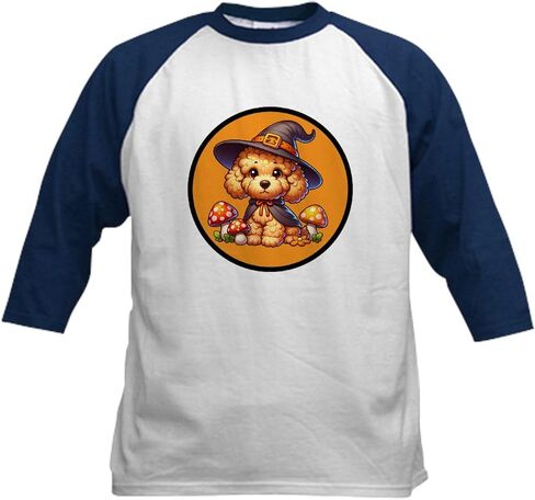 Cafepress Halloween Goldendoodle Witch Kids Baseball T Shirt Kids Cotton Baseball Jersey ، 3/4 Raglan Sleeve Shirt in Saudi Arabia