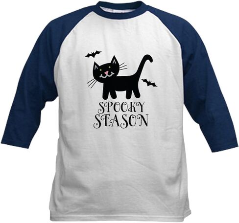 Cafepress Halloween Spooky Season Baseball Jersey Kids Cotton Baseball Jersey ، 3/4 Raglan Sleeve Shirt in Kuwait