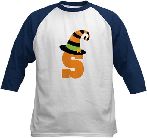 CafePress Halloween Letter S Witch Monogram Kids Baseball Je Kids Cotton Baseball Jersey, 3/4 Raglan Sleeve Shirt in Kuwait