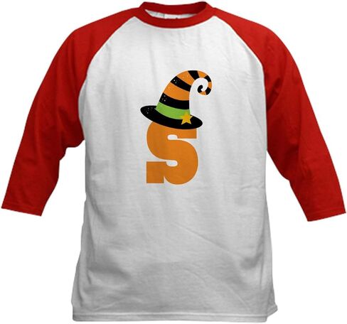CafePress Halloween Letter S Witch Monogram Kids Baseball Je Kids Cotton Baseball Jersey, 3/4 Raglan Sleeve Shirt in Kuwait