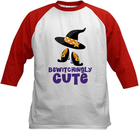 cafepress بشكل رائع لطيف Witch Baby Baseball Jersey Kids Cotton Baseball Jersey ، 3/4 Raglan Sleeve Shirt in Kuwait