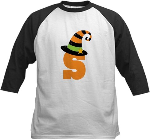 CafePress Halloween Letter S Witch Monogram Kids Baseball Je Kids Cotton Baseball Jersey, 3/4 Raglan Sleeve Shirt in Kuwait