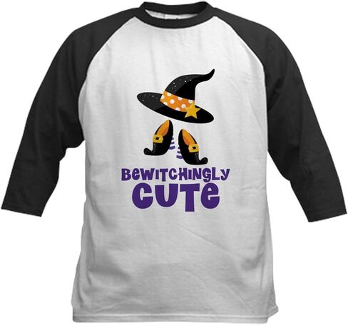 cafepress بشكل رائع لطيف Witch Baby Baseball Jersey Kids Cotton Baseball Jersey ، 3/4 Raglan Sleeve Shirt in Kuwait