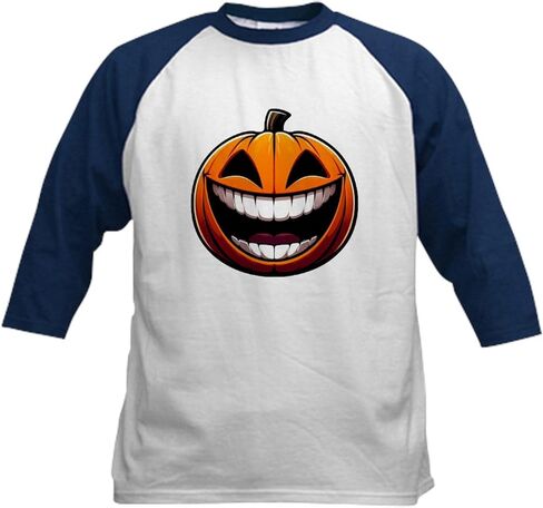 Cafepress Big Smile Jack O Lantern Halloween October Holid Kids Baseball T Shirt Cotton Jersey ، 3/4 Raglan Sleeve Shirt in Saudi Arabia