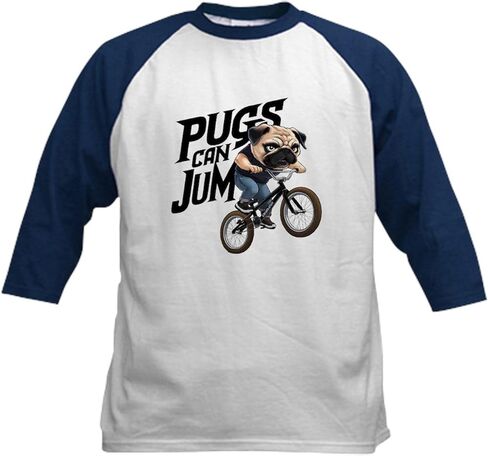 Cafepress Pugs Can Just Baseball Tirt Kids Cotton Baseball Jersey ، 3/4 Raglan Sleeve Shirt in Saudi Arabia