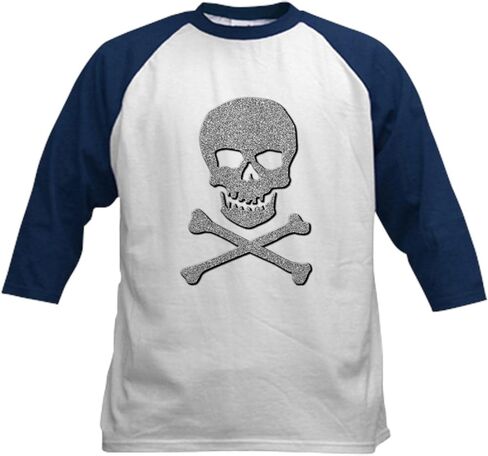 CafePress Silver Glitter Skull & Crossbones Kids Baseball T Shirt Kids Cotton Baseball Jersey, 3/4 Raglan Sleeve Shirt in Saudi Arabia