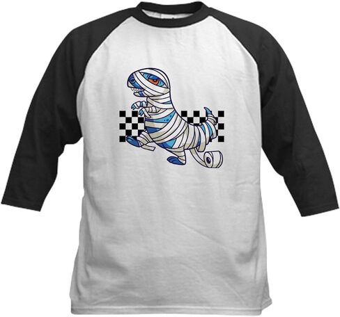 CafePress Halloween Dinosaur Mummy Kids Baseball T Shirt Kids Cotton Baseball Jersey, 3/4 Raglan Sleeve Shirt in Saudi Arabia