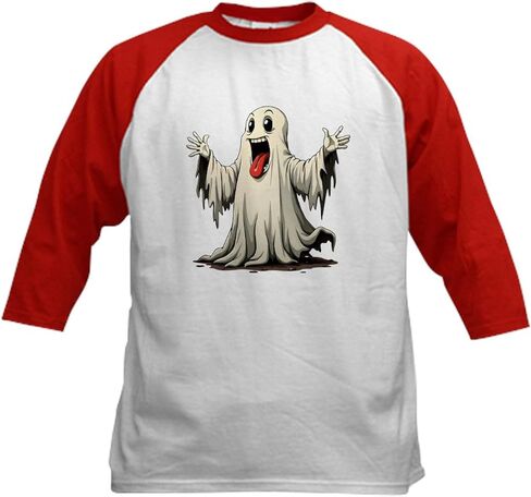 شبح Cafepress مع الوجه المضحك Kids Baseball T Shirt Kids Cotton Baseball Jersey ، 3/4 Raglan Sleeve Shirt in Saudi Arabia