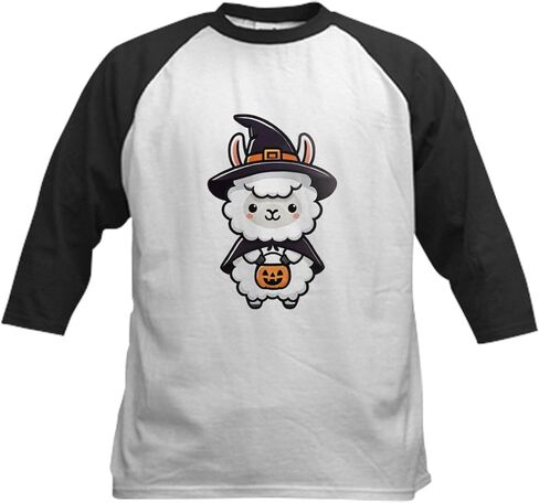 CafePress Cute Halloween Llama Kids Baseball T Shirt Kids Cotton Baseball Jersey, 3/4 Raglan Sleeve Shirt in Saudi Arabia