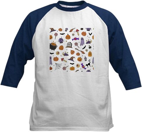 Cafepress Halloween Doidles Kids Baseball T Shirt Kids Cotton Baseball Jersey ، 3/4 Raglan Sleeve Shirt in Saudi Arabia
