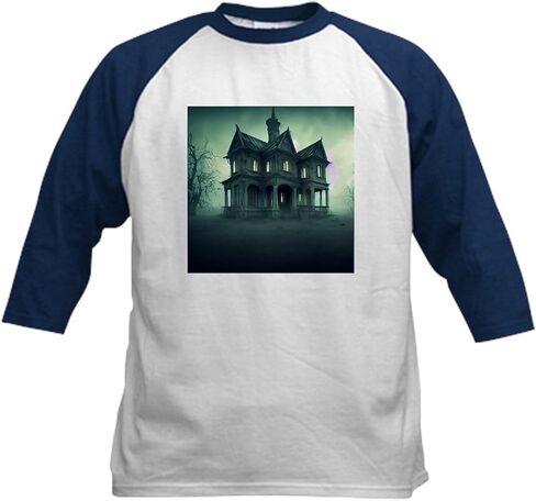 Cafepress مسكون منزل البيسبول بيسبول تي شيرت كيدس القطن بيسبول جيرسي ، 3/4 قميص الأكمام راجلان in Saudi Arabia