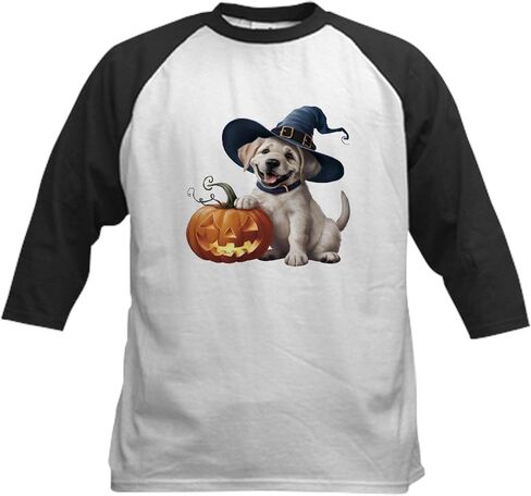 CafePress Halloween Dog Kids Baseball T Shirt Kids Cotton Baseball Jersey, 3/4 Raglan Sleeve Shirt in Saudi Arabia