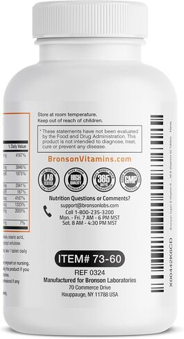 Bronson Super B Vitamin B Complex Sustained Slow Release (Vitamin B1, B2, B3, B6, B9 - Folic Acid, B12) Contains All B Vitamins 60 Tablets in Saudi Arabia