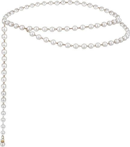 Pearl Body Chain Belt, Adjustable Metal Pearls Waist Body Chain Boho Belts for Women Concert Outfit for Dress in Saudi Arabia